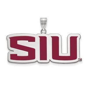 Sterling Silver Rhodium Plated Southern Illinois U. LG Enamel Pendant